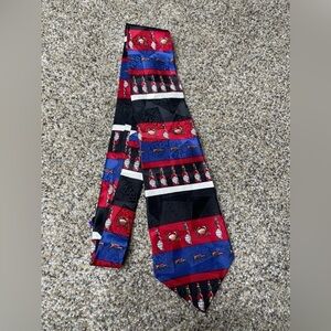 Vintage Tabasco Hot Sauce Mens Neck Tie 100% Silk Made in USA Red Blue